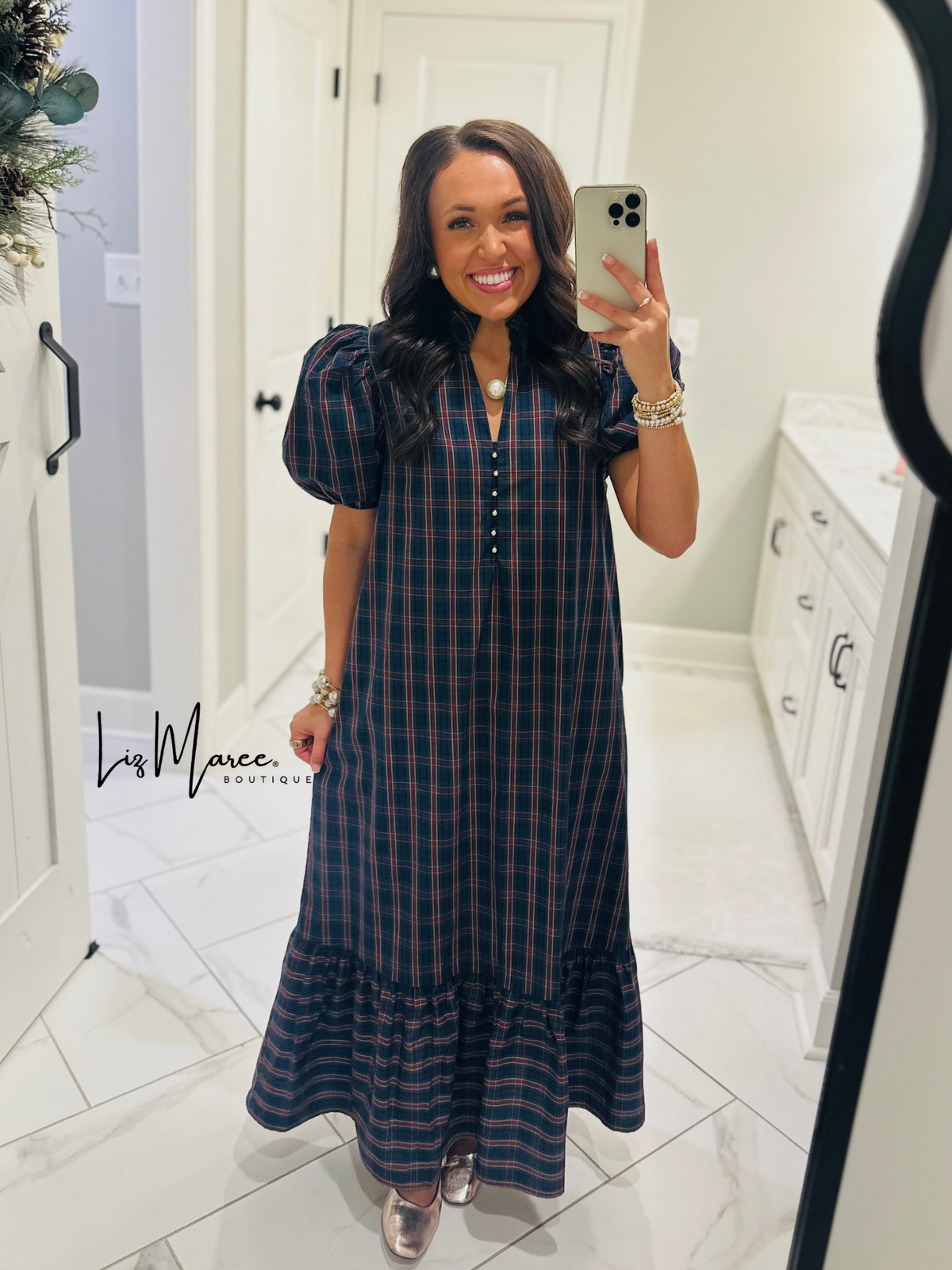 The Eve Green Plaid Midi Dress