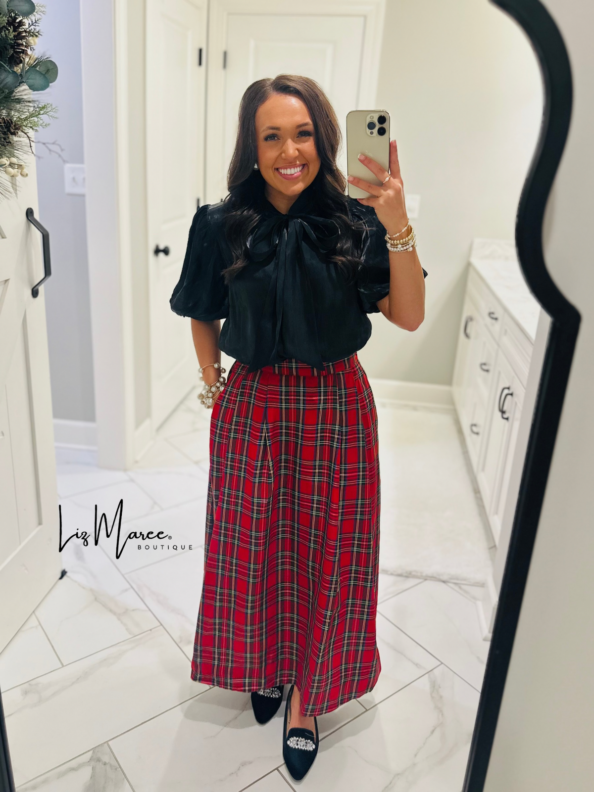 The Ciara Black Puff Sleeve Bow Top