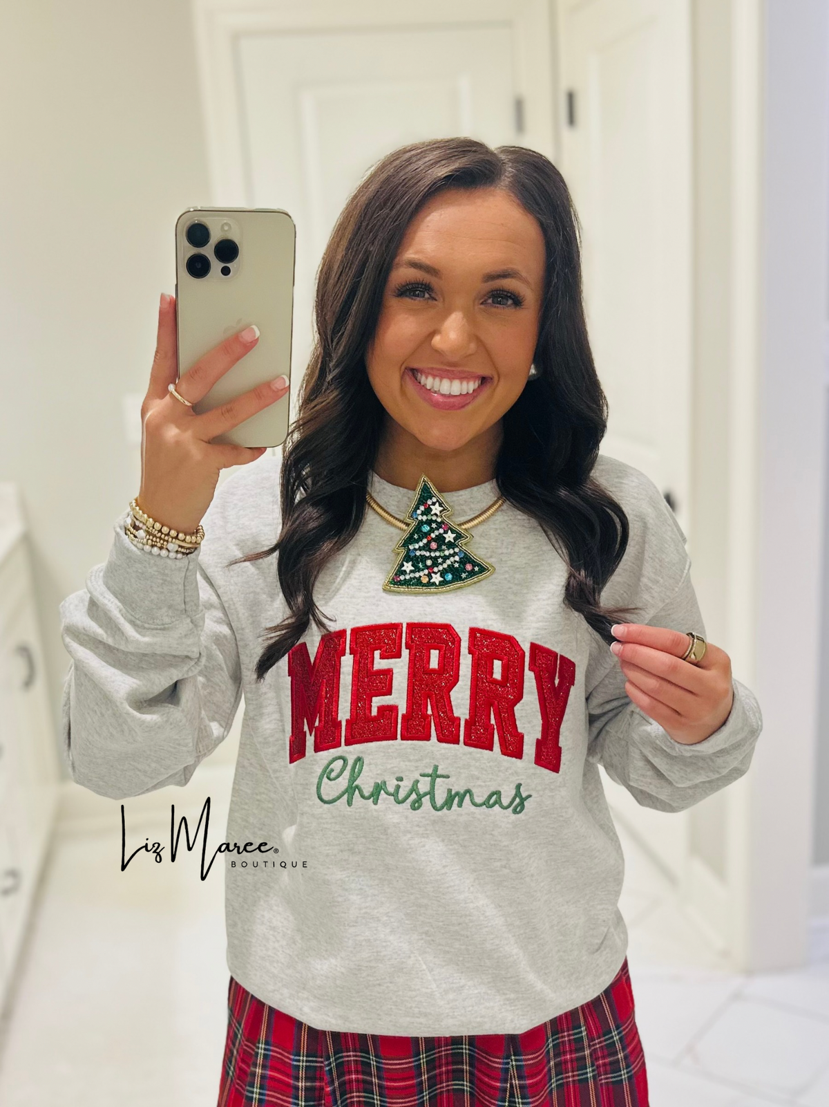 The Glitter Merry Christmas Appliqué Sweatshirt