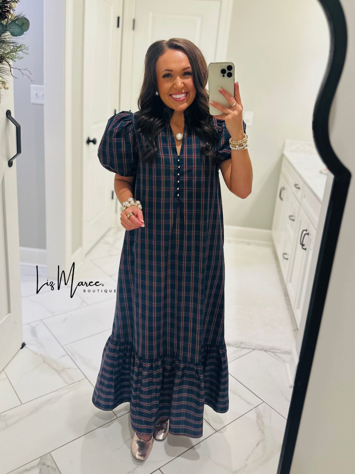 The Eve Green Plaid Midi Dress