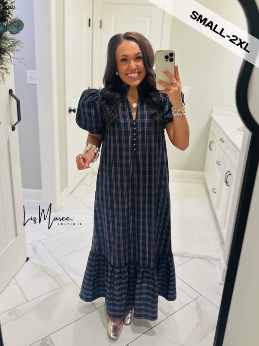 The Eve Green Plaid Midi Dress