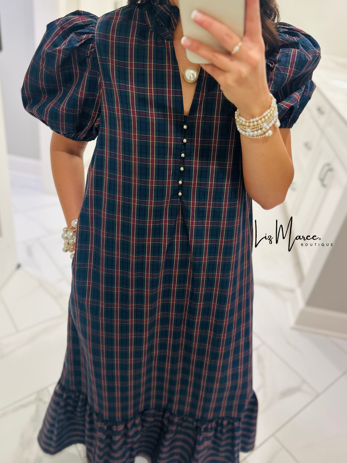 The Eve Green Plaid Midi Dress
