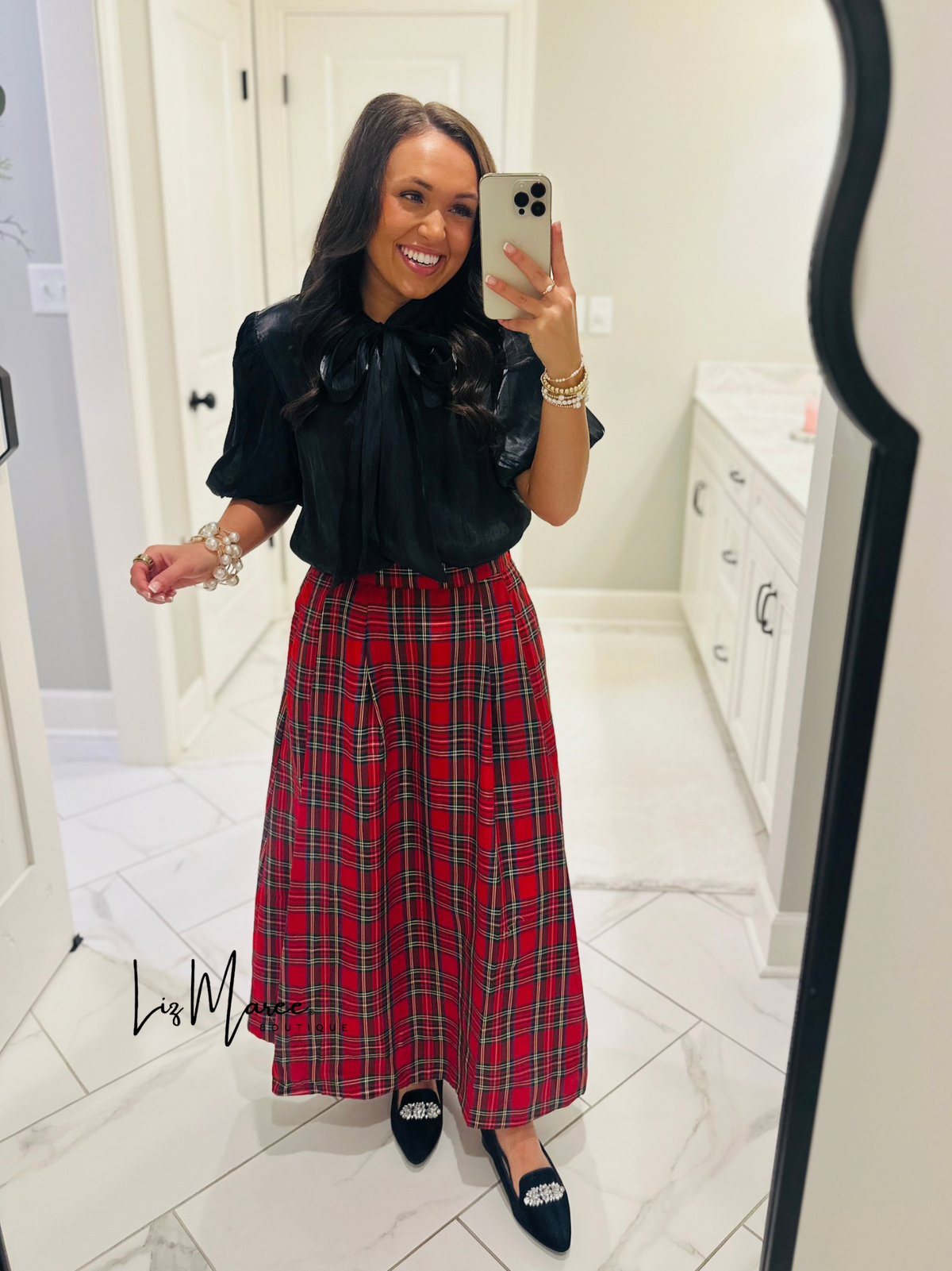 The Tinsley Red Plaid Midi Skirt