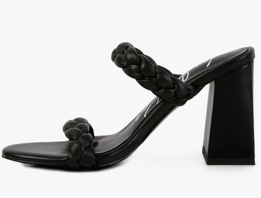 The Millie Black Braided Strap Heel