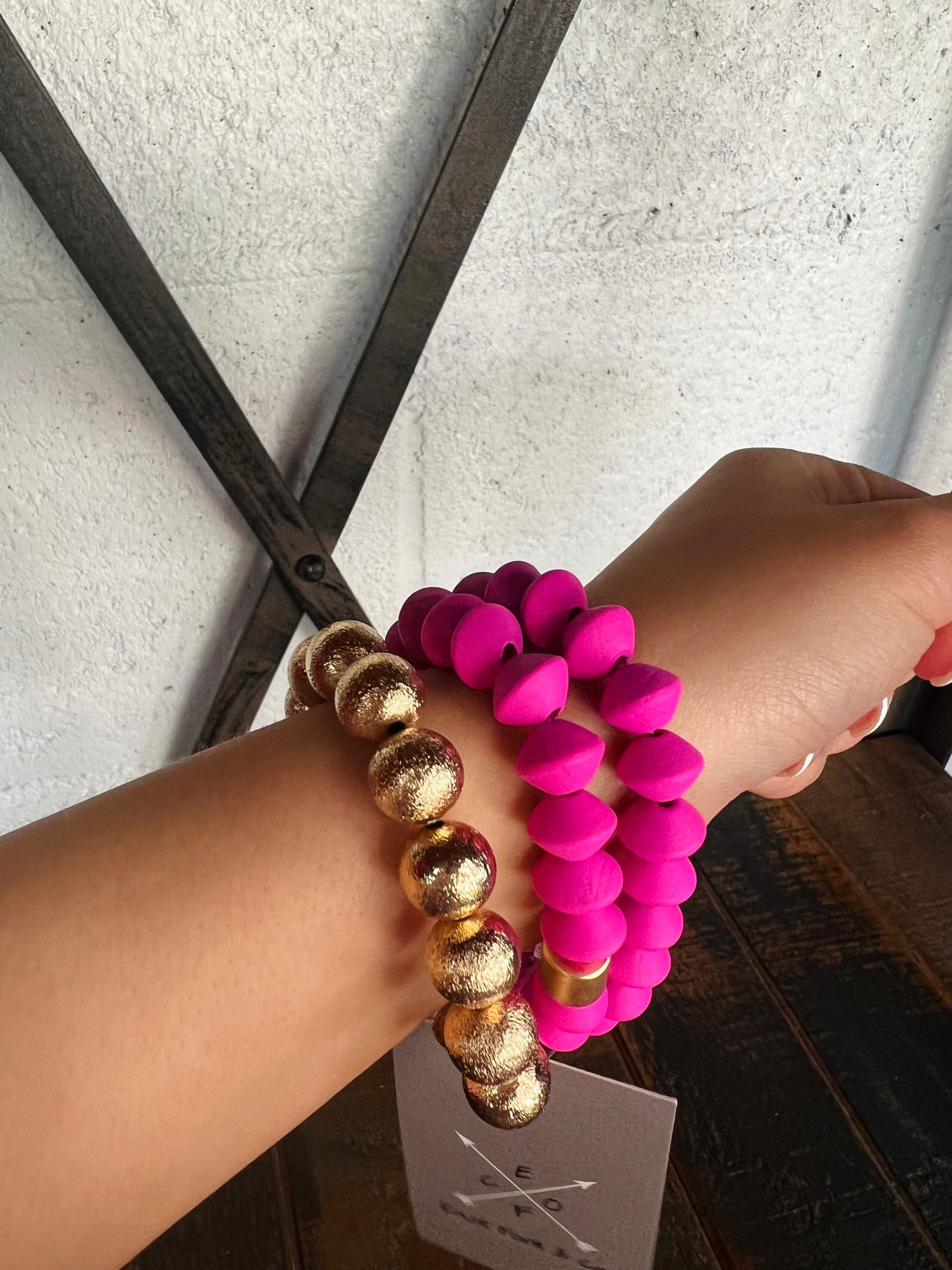 Pink and Gold Wood Stack