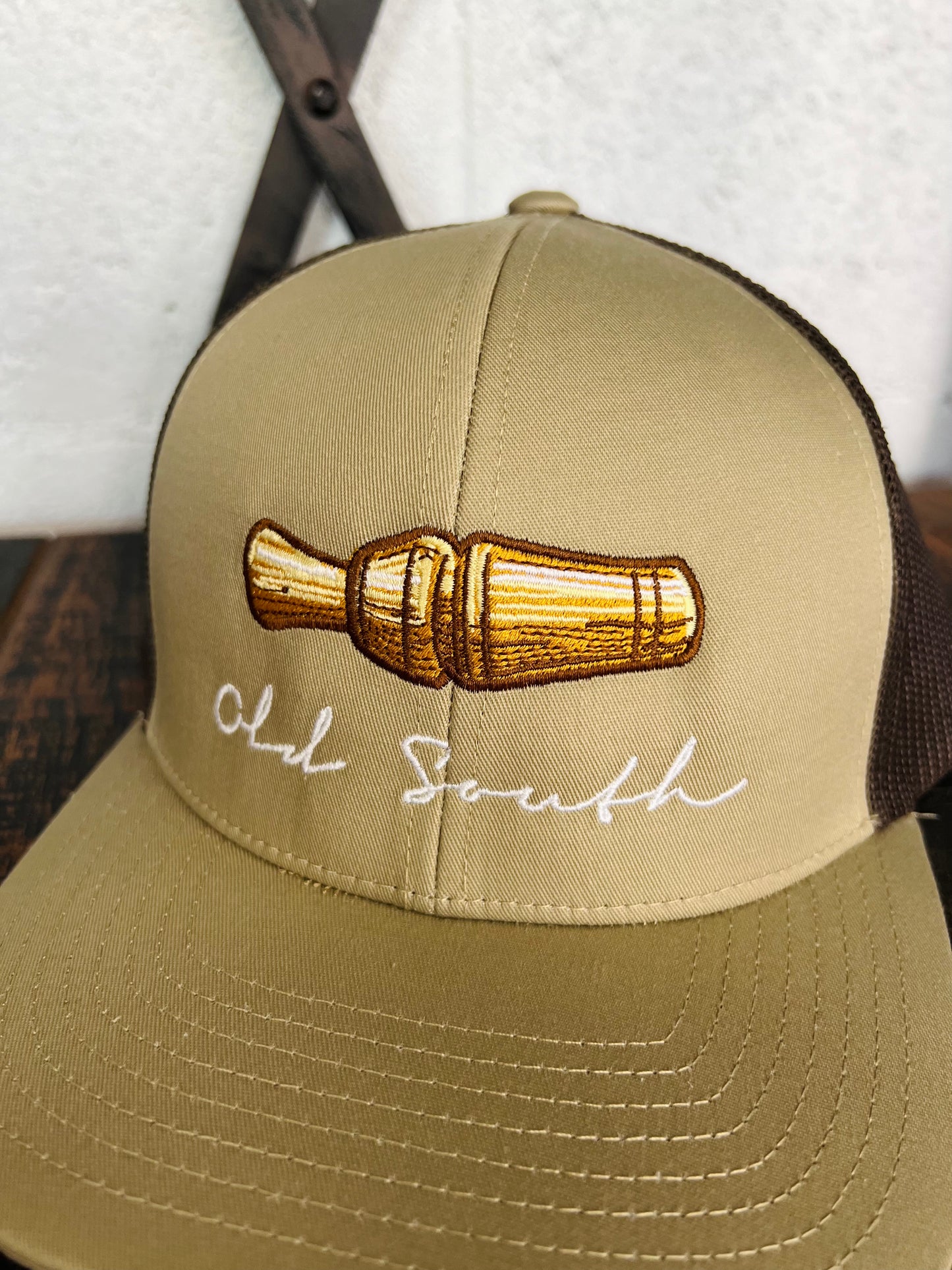 Duck Call Trucker Hat (Khaki/Brown)