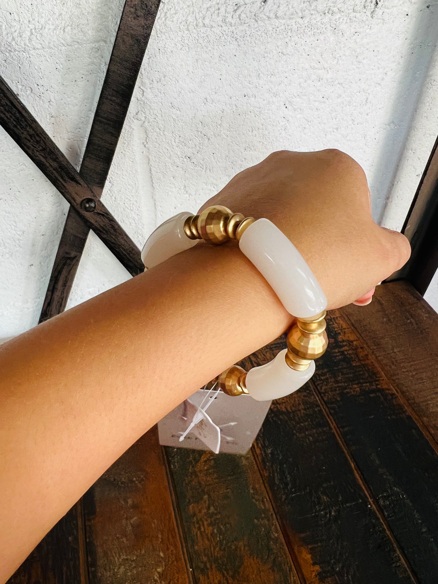 Clear and Gold Tube Bracelet