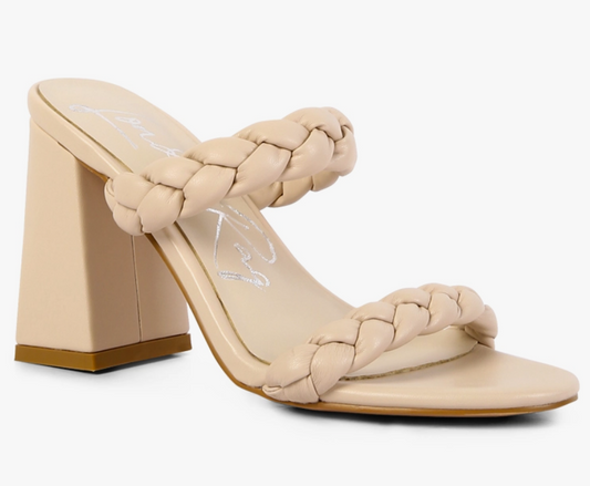 The Millie Latte Braided Strap Heel