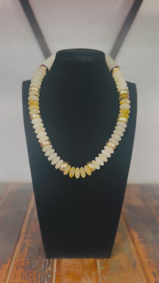 Ivory + Gold Wide Bead Necklace