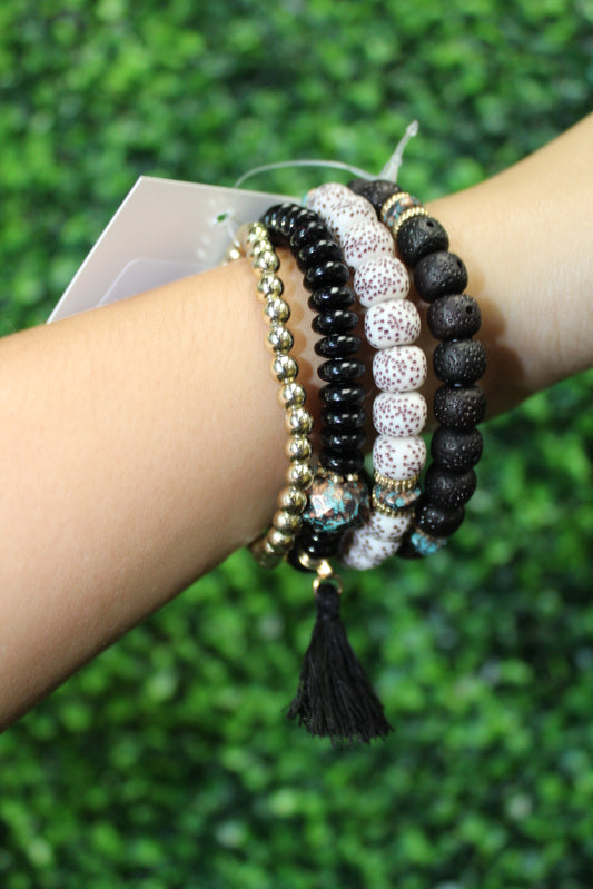 4pcs Tassel Beaded Bracelet