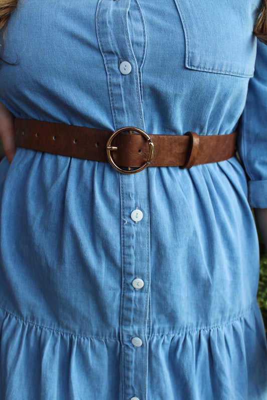 Brown Belt With Gold Buckle