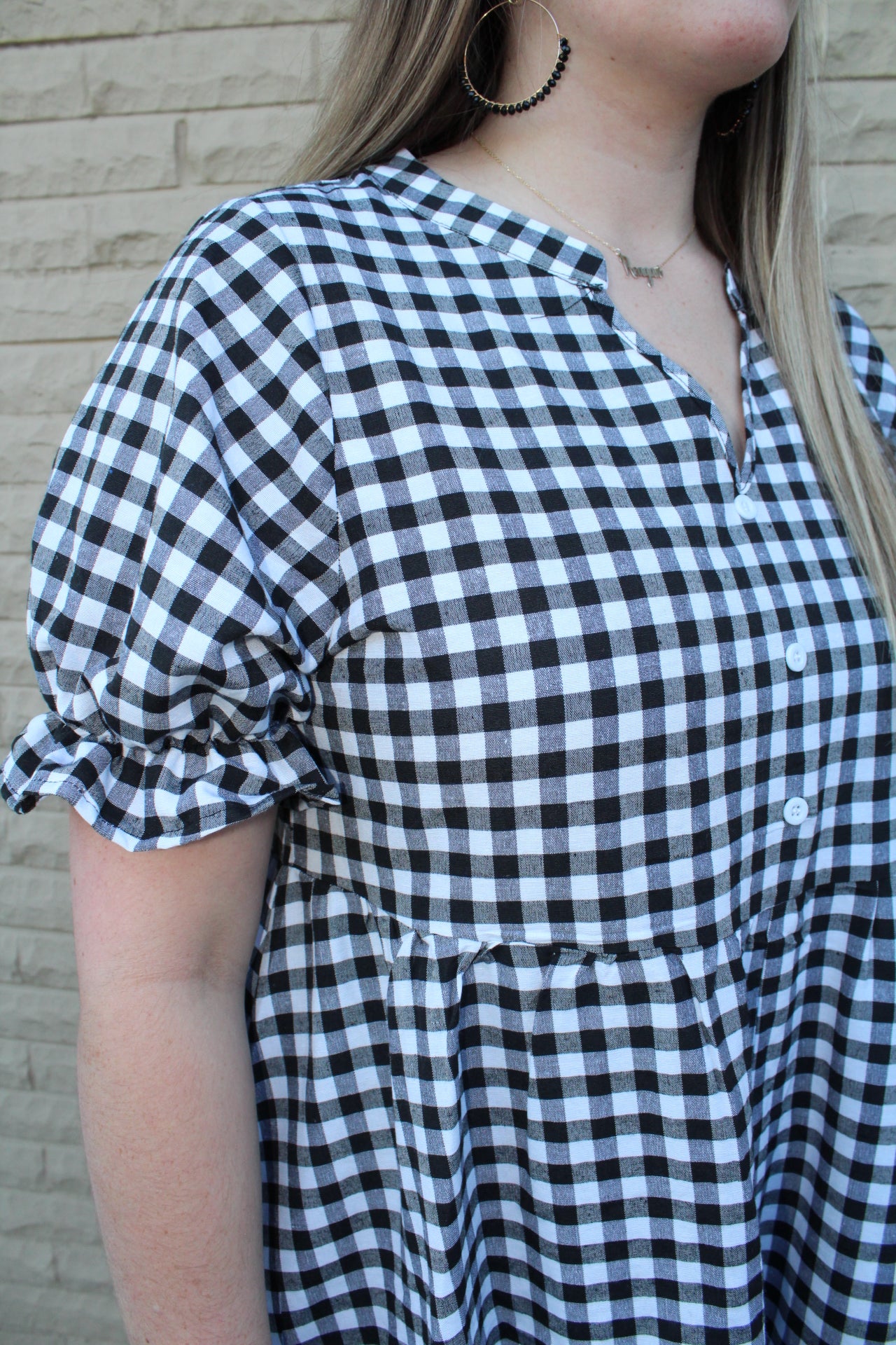 Only We Know Gingham Ruffle Hem Dress