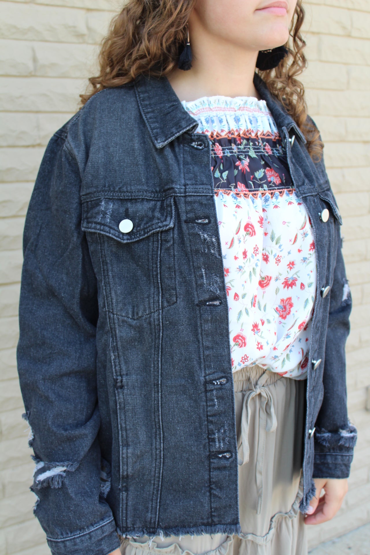 No Limit Black Distressed Denim Jacket