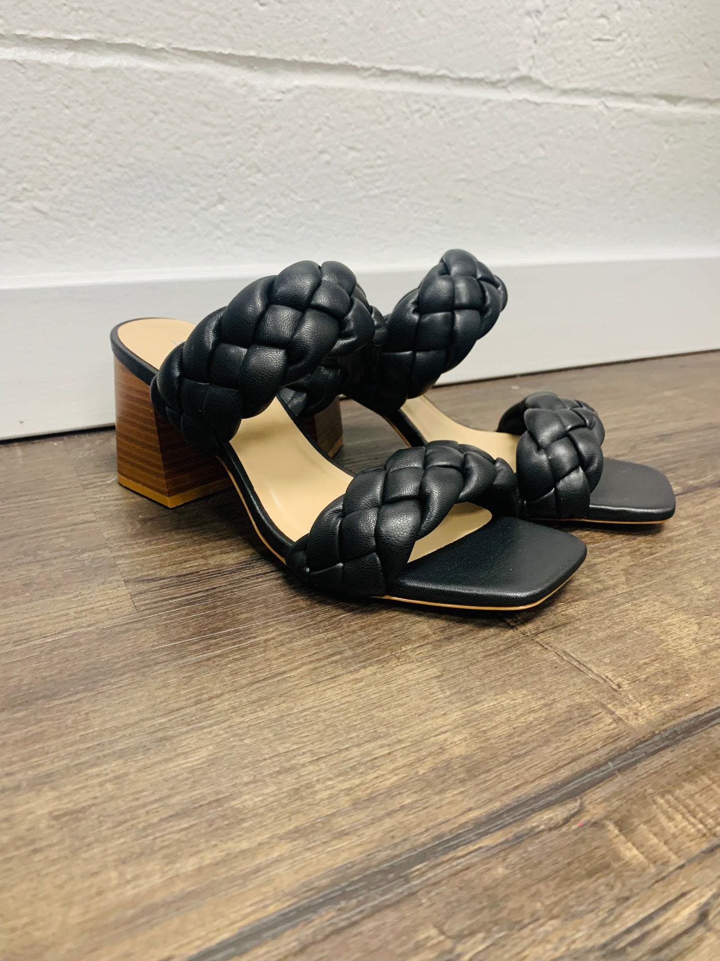 Ella Mae Black Braided Two Band Heel