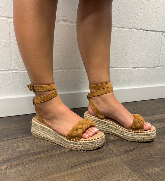 Paisley Tan Espadrille Wedge