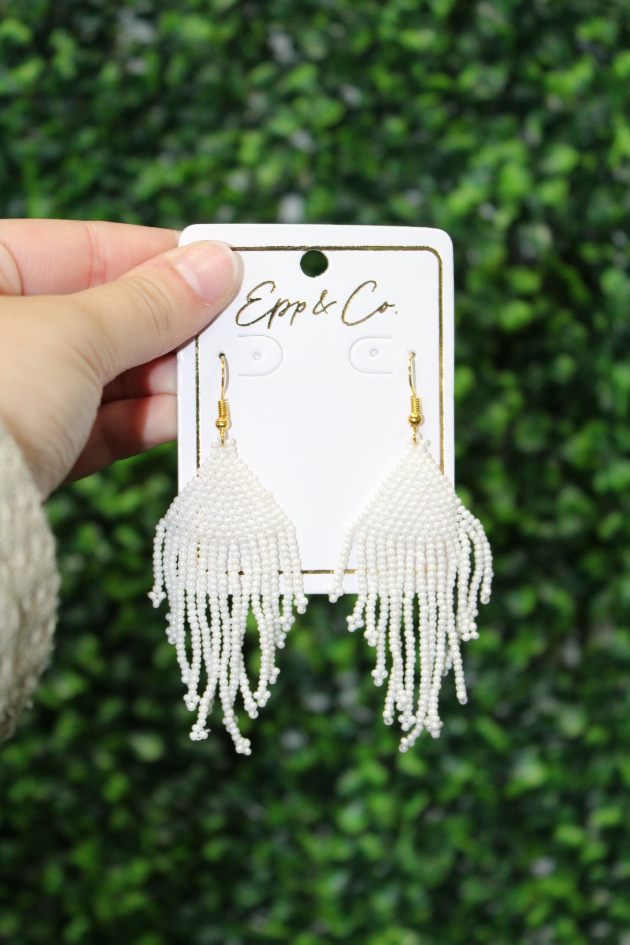 White Ellington Beaded Fringe