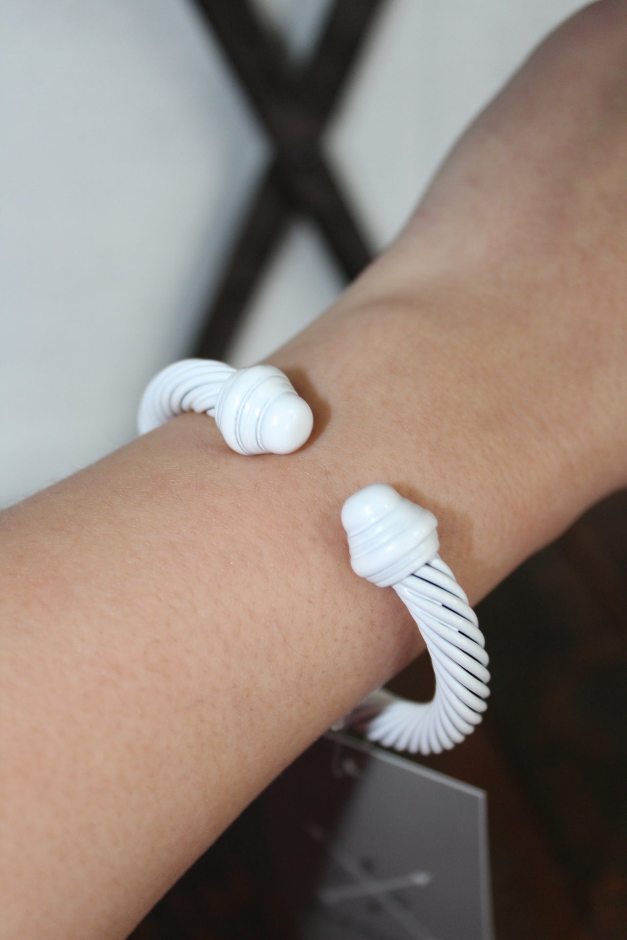 White Enamel Coated Cable Bracelet