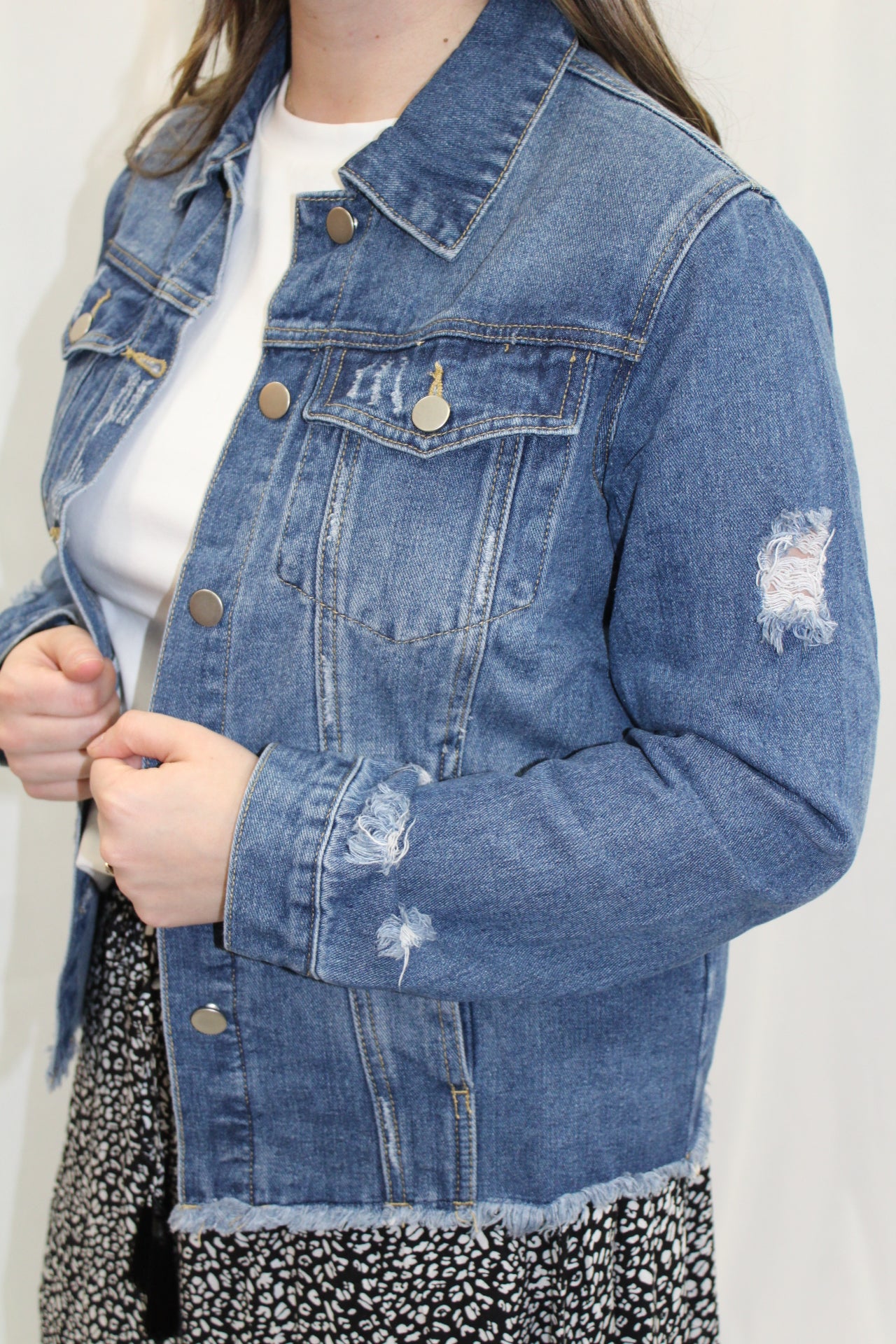 No Holding Back Distressed Denim Jacket