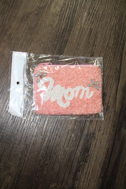 Pink Mom Beaded Pouch