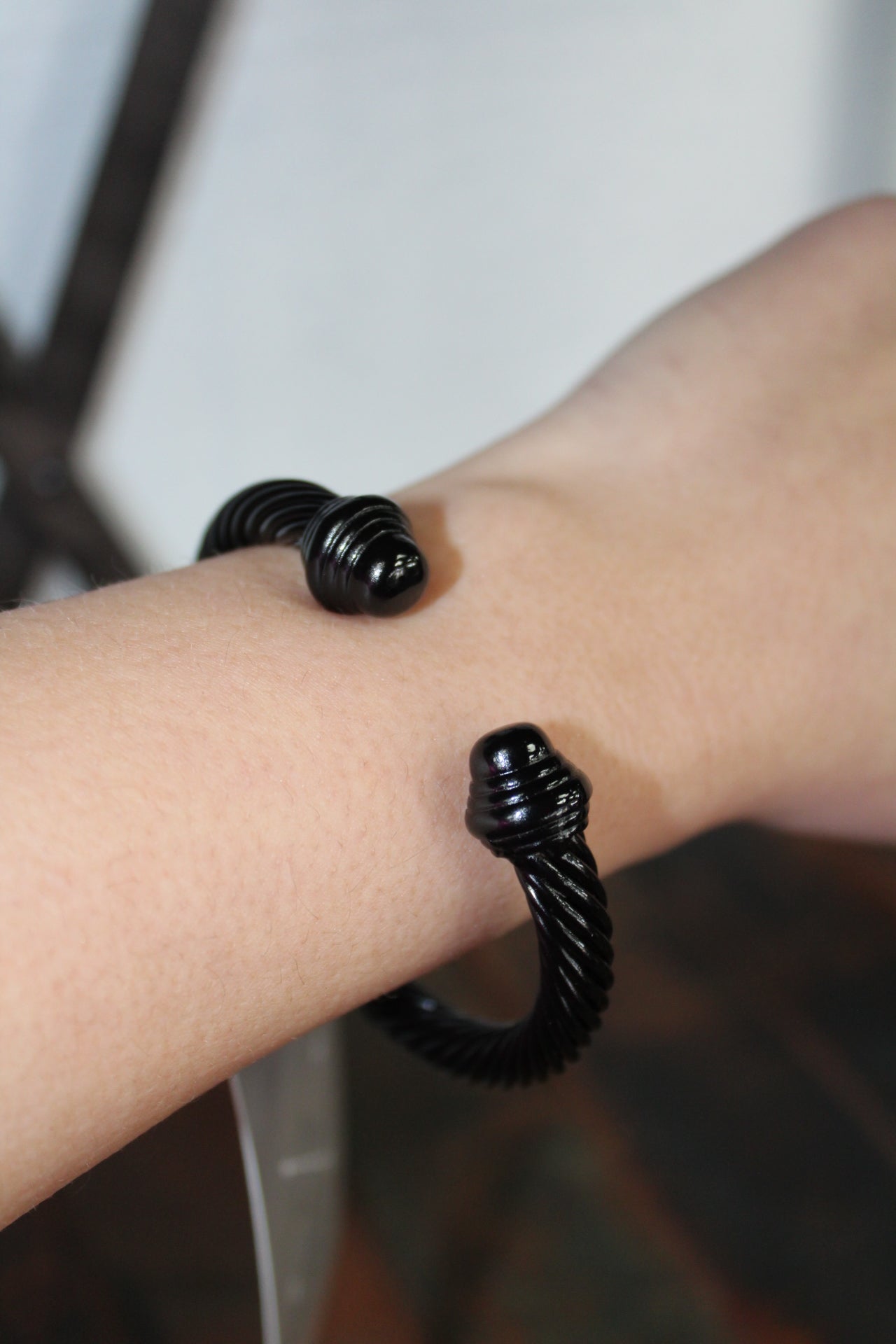 Black Enamel Coated Cable Bracelet