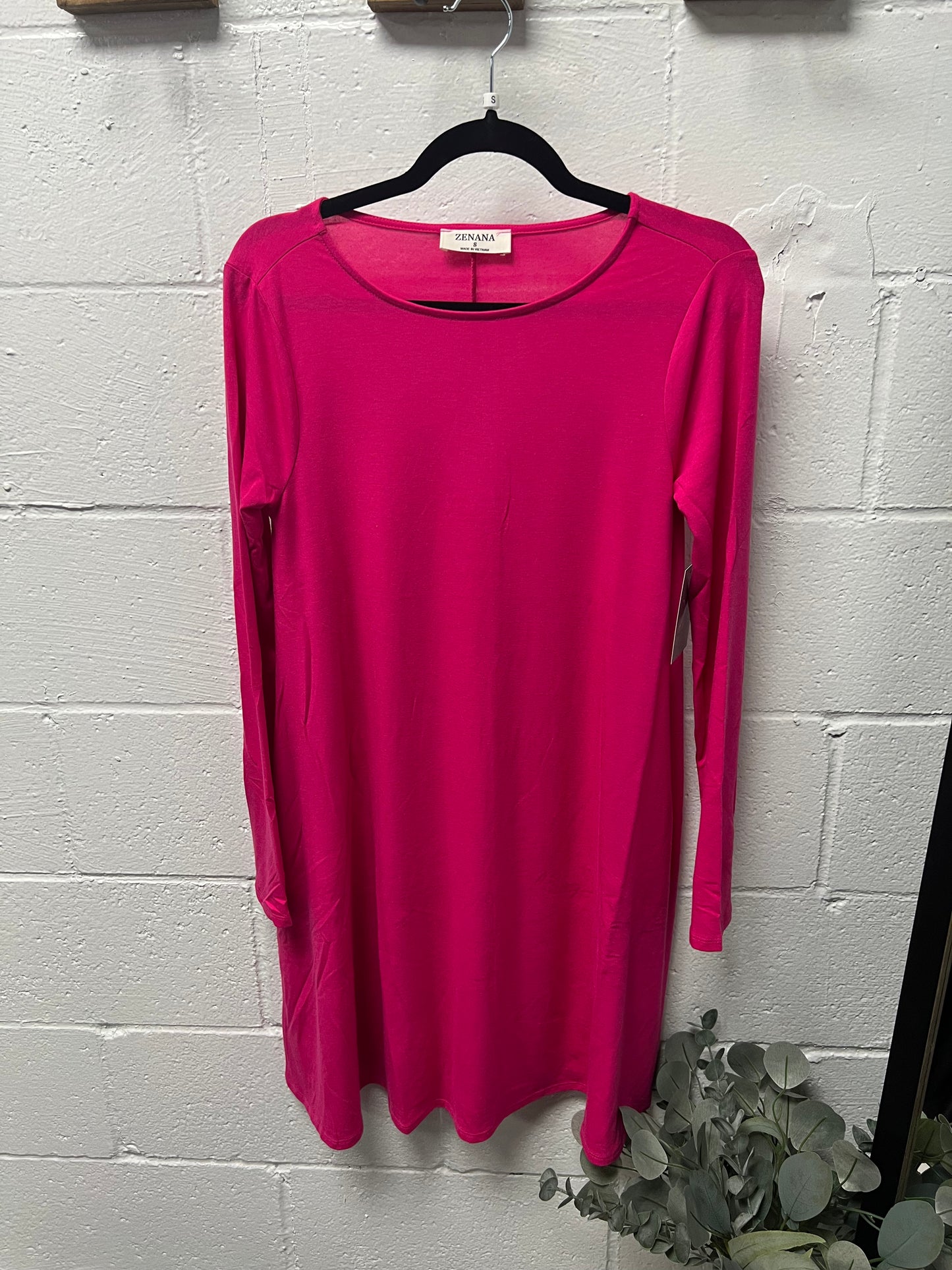 Hot Pink Long Sleeve Dress